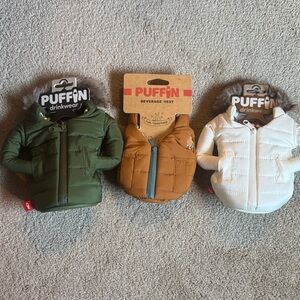 Puffin Drinkwear Beverage Vest Set - Green, Tan, White